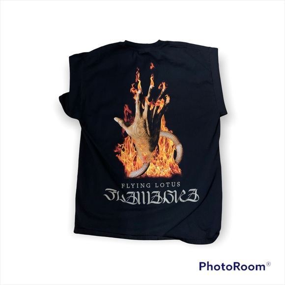 Flying Lotus ‘Fire Is Coming’ Black Long Sleeve T-shirt Sz M - Picture 2 of 4